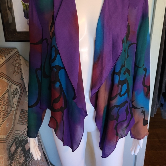 Gorgeous Wearable Art Stylized Open Front Kimono Jacket By Louise Blumberg ♥️ ✨️ - Picture 5 of 16
